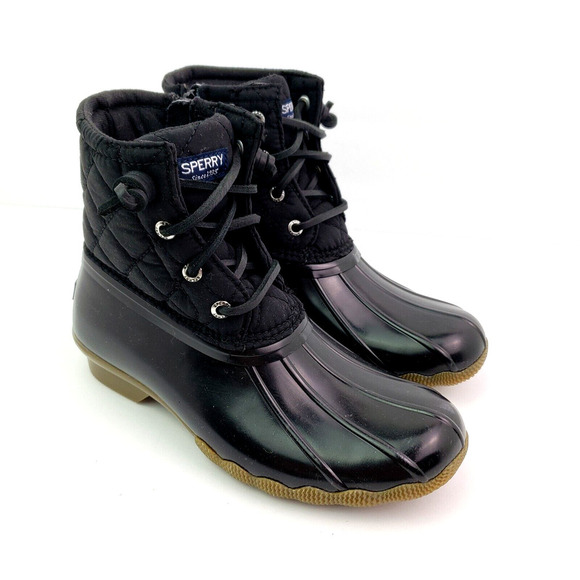 Sperry Top Sider Saltwater Youth Size 1Y Black Quilted Waterproof Duck Boots - Picture 1 of 9